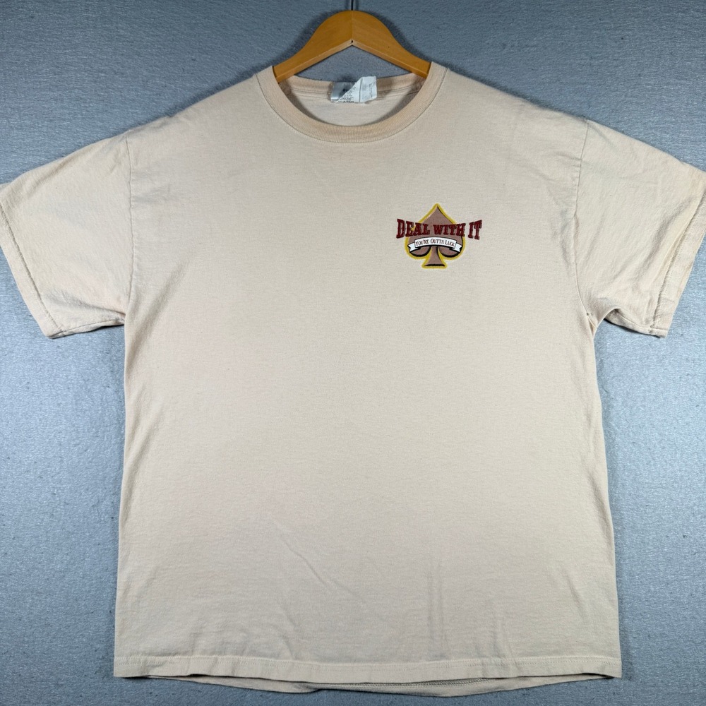 Disney Grumpy Deal With It Graphic T-Shirt Mens Large Tan Disneyland Resort L